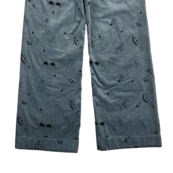 Anthropologie Maeve The Colette Crop Wide Leg Embroidered Corduroy Pant 27 Blue - Picture 10 of 12
